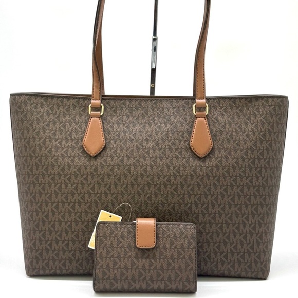 Michael Kors Sheila Large Signature Logo Tote Bag & Matching Bifold Wallet Brown - Picture 5 of 13